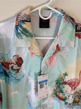 Jordan Essentials Button Up Mesh Summer AOP Shirt IB3007-133 NWT $70 - Medium